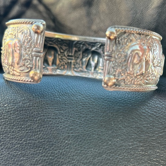 VINTAGE ELEPHANT BRACELET 925 sterling cuff bracelet - Picture 3 of 7